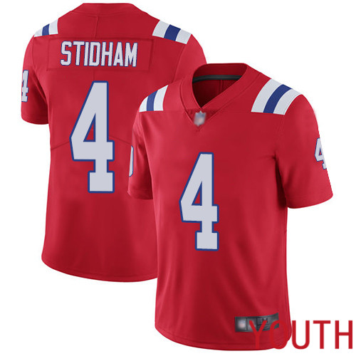 New England Patriots Limited Red Youth #4 Jarrett Stidham Alternate NFL Jersey Vapor->youth nfl jersey->Youth Jersey